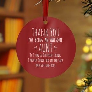 Custom Personalized Funny Adult Aunt Ornament Gift Aunt Punch Round Circle